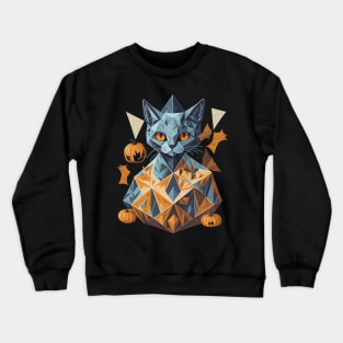 Geometric Halloween Cat Crewneck Sweatshirt